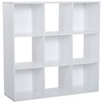 HOMCOM 3-tier 9 Cubes Storage Unit Particle Board Cabinet Bookcase Organiser Home Office Shelves White