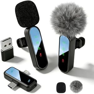 Gicorino Wireless Mini Lavalier Lapel Microphone for iPhone iPad & Android Phone, 2 in 1 Lapel Mic for Video Recording- Dual Mics with Noise Reduction for Video YouTube Tiktok Podcast Vlogging(2 Pack)