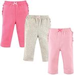 Hudson Baby Baby Girls' Cotton Pants and Leggings, Pink Gray, 0-3 Months