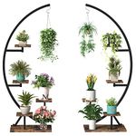 Veakoo Plant Stand Indoor, 5-Tier Large Tall Metal Plant Shelf Half Moon Hanging Stands Ladder Multiple Tiered Flower Pot Shelves for Home Decor Living Room Garden Corner Balcony Lawn (2 Pack)