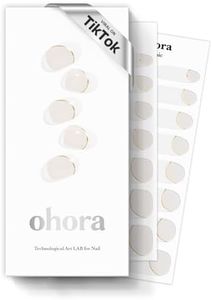 ohora Semi Cured Gel Nail Strips (N Sylph) - White, French, Works with Any UV/LED Lamps, Salon-Quality, Long Lasting, Easy to Apply & Remove - Includes 2 Prep Pads, Nail File & Wooden Stick