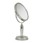 Anaheim by Zadro Swivel Round Vanity Mirror, 2 Glass Magnification, Beauty Makeup Hairstyle for Bedroom Bathroom Tabletop or Counter Top (5X/1X, Chrome)