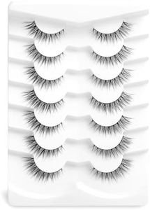 False Eyelashes Mink Fluffy Lashes Lifting Effect False Lashes Natural Look Faux Mink Lashes 12mm Volume Fake Eyelashes 7 Pairs D9