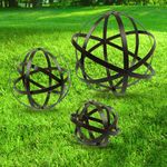 SMARTSWORD 3 Pack Metal Garden Spheres Balls Metal Ball Outdoor Decor Decorative Sphere Folding Orb for Garden Outdoor Indoor Decoration(Rusty)