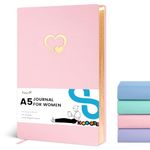 Koogel A5 Lined Diary Journal for Women, College Ruled Journals for Writing with Gold Hearts Pink Cover Cute Notebook Journal 14.5 x 21 cm with Gold Edged 110 Sheets