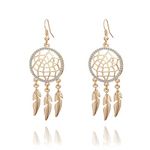 Dream Catcher Dangle Earring for Women, Hypoallergenic Rose Gold and Silver Plated Earrings with Crystal