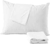 Niagara Waterproof Pillow Protector King Cotton Terry Zippered 100% Pillow Encasement Cover Pair Set of 2 Washable Long Life Soft