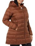 Amazon Essentials Women's Lightweight Water-Resistant Hooded Puffer Coat (Available in Plus Sizes), Dark Toffee Brown, XS
