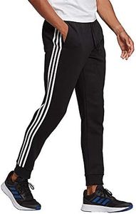 adidas Men's Sportswear Essentials Fleece Tapered Cuff 3-Stripes Joggers, Black/White, X-Large