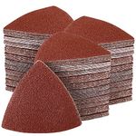 200Pcs 80mm Triangle Sanding Pads, Hook and Loop Triangular Sandpaper for 3-1/8 Inch Oscillating Multi Tool Sanding Pad, Grit 40/60/80/100/120/180/240, for Wood/Plaster Other Surfaces Polish Sanding