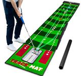 SAPLIZE Golf Putting Mat – Visible Trajectory Training Green with Dual Speed, Alignment Mirror & Adjustable Slopes | Indoor/Outdoor Putting Trainer for Posture & Speed Control