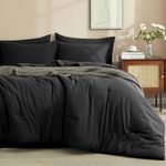 PHF 7 Pieces California King Comforter Set, Bed in A Bag Comforter & 18" Sheet Set All Season, Ultra Soft Comfy Bedding Sets with Comforter, Sheets, Pillowcases & Shams, Black