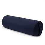 Yoga Studio Yoga Bolster Cushion | EU Organic Buckwheat Hulls Filling | (GOTS Certified) | Removable Washable Organic Cotton Outer Cover | Great for Yoga, Meditation (Navy Blue)