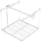 Overhead Garage Lifting Storage Rack, 4x4 ft Heavy-Duty Carbon Steel Ceiling Storage Rack, Adjustable Organization System, 350Lbs Safe Load (Tested to 600Lbs), Manual Crank Lift Design