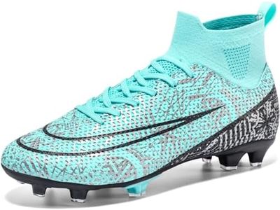 VTASQ Zapatillas de Fútbol Hombre Profesionales Atletismo Entrenamiento niños Spike Aire Libre Calzado de Fútbol Training Zapatos de Deporte Zapatillas de Fútbol Turquesa 40 EU