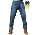 CBBI-WCCI Mens Motorcycle Jeans Motorbike Pants for Men Biker Pants Protective Motorcycle Trousers with 4X Protect Pads (Blue, XL= 34W / 32L)