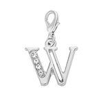 Libby's Market Place Rhinestoned and Personalised Letter W Clip On Charm with Organza Gift Bag