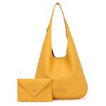 Montana West Hobo Bags Purse for Women Ultra Soft Foldable Shoulder Slouchy Handbags with Coin Purse, Elegance-yellow