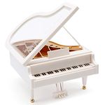 Bakiauli Classic Piano Music Box, Music Gifts Light Melody Artware Personalised Gifts for Girls, Mini Piano Tabletop Ornament (White)