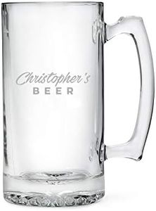 Weddingstar Personalized Large 25oz Glass Beer Mug Gift Custom Engraved Monogram - Casual Script Font