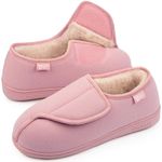 LongBay Women's Furry Memory Foam Diabetic Slippers Comfy Cozy Arthritis Edema House Shoes Pink 8 UK