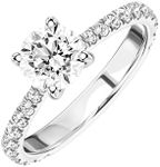 1.50-2.50 Cttw Round Brilliant Cut Lab Grown Diamond and Moissanite Engagement Ring 14k White Gold (D-E/VS, D-E/VS) | Comes With Gift Box, Metal, lab grown diamond & moissanite