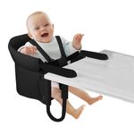Suptikes Portable Baby Hook-On High Chair for Dining Table | Foldable Clip-On Feeding Chair with Safety Belt, Washable Seat & Carry Bag | Travel Friendly Booster Seat for Baby & Toddler (Black)