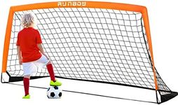 RUNBOW 6x4 ft Portable Kids Soccer Goal for Backyard Practice Soccer Net with Carry Bag (6x4 FT, Orange, 1 Pack)