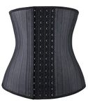 YIANNA Waist Trainer for Women Latex Underbust Waist Corsets Cincher Hourglass Body Shaper 4 Hooks, YA11787-Black-M