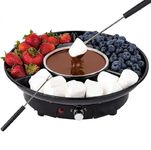 NETXE Electric Fondue Pot Set - Chocolate Fondue Kit - Temperature Control, Detachable Serving Trays, & 1 Roasting Forks - Gift Set & Date Night Idea. Serve at Movie Night or Game Night.