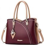 SiMYEER Purses and Handbags Top Handle Satchel Shoulder Bags Messenger Tote Bag for Ladies, 2-1-wine Khaki