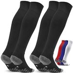 Northdeer Football Socks Men Women Knee High UK 2.5-11 Sport Socks Trainer Socks 2 Pairs (Black XL/9-11)