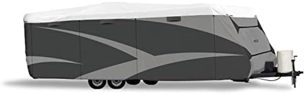 ADCO 36843 Designer Series Olefin HD Travel Trailer Cover 24' 1" - 26', Gray/White