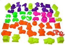 50 Piece Deluxe Sand Molds Set - Safari Animals Mini Castles and Geometric Shapes (Sand Not Included)