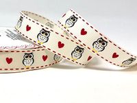 3M Owl and Heart Ribbon. Decorative Ribbon For Gift Wrapping, Card Making, Crafts and Scrapbooking.