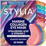 Under Eye Patches for Dark Circles and Puffy Eyes (30 Pairs), Marine Collagen Eye Gel Pads for Puffiness with Vitamin C, Hyaluronic Acid, and Pearl Extract, Eye Mask for Dark Circles and Puffiness