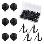 30pcs Push Pin Hooks, Metal Fabric Wall Cubicle Hooks Push Pin Picture Hooks for Hanging Picture Office Home Kitchen Supplies (Black)