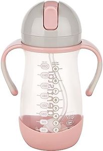 Dentistar® Taza infantil hermética con pajita móvil, 260 ml – Biberón antigoteo para niños a partir de 6 meses – Vaso con asas antideslizantes y con cepillo de limpieza – Sin BPA
