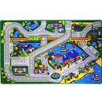 Mybecca Kids Rug Harbor Children Area Rug 5' X 7' (New Street Map Design) Race Track and Resting Area