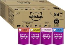 Whiskas 1+ Adult Mixed Selection in Jelly 84 Pouches, Adult Wet Cat Food, Megapack (84 x 85 g)