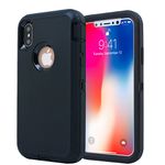 AICase iPhone X/XS Case, 3 in 1 Scratch Resistant, Drop Proof Heavy Duty Soft TPU+ Hard PC Hybrid Truly Shockproof Armor Protective for iPhone X (Black)