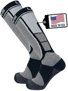 Pure Athlete Ski Socks Made in USA - Alpaca Wool Winter Weather Lightweight Socks for Skiing (M, 2 Pairs - Black)