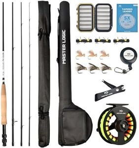 Master Logic Fly Fishing Rod and Reel Combo Starter Kit with Lightweight Fly Box Case & Fishing Flies and Die Cast Aluminum Reel, Carrying Case and Accessories, Fly Fishing Complete Starter Package