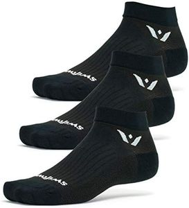 Swiftwick - PERFORMANCE ONE (3 Pairs) Running & Golf Socks, Lightweight Cushion (Black, Large)