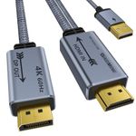 HDMI to DisplayPort Adapter 4K@60Hz HDMI Male to DP Male Converter Cable, Support HDR, HDCP2.2 HDMI 2.0 to DP 1.2 with USB Power Compatible with Monitor, PS4, Xbox, PC, NS 3.3FT/1M (Not Bidirectional)