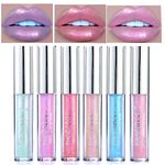 Coosa Glitter Liquid Lipsticks Set 6 color Diamond Shimmer Metallic Lipstick Waterproof Long Lasting Makeup Kit Face Eye Glow Shimmer Shinning Lip Gloss Set