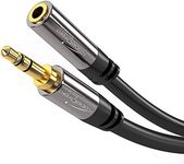 KabelDirekt – 10ft – Headphone Extension Lead Cable, 3.5mm connectors (aux Audio Cable, Male Jack Plug/Female Jack, Practically Unbreakable Metal casing, Perfect for Headphones, Black)