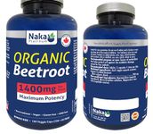 Naka Organic Beetroot, 1400mg per dose, Maximum Potency, Made in Canada (120+30 FREE) (150 vcaps)