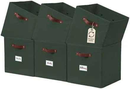 DECOMOMO Storage Bins | Cube Storage Bin with Label Holders, Fabric Storage Cubes for Organizing Shelves Closet Toy Clothes (10.5" x 11" / 6pcs, Olive Green)