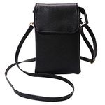 Elbourn Leather Phone Bag for Women, Ladies Cellphone Shoulder Bag Crossbody Phone Bag Pouch Purse Wallet with Long Strap Wallet Travel Wallet with Card Holder(Black)